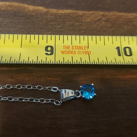 Effy Silver toned Necklace & Blue Faux Sapphire Round Pendant - Picture 4 of 4